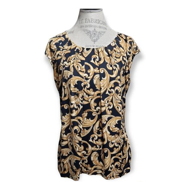 Worthington Black & Gold Blouse Women's Size Large - Picture 1 of 6